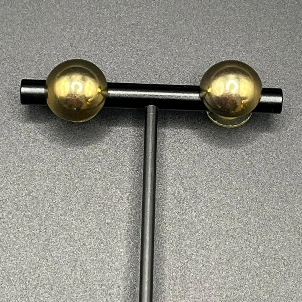 Vintage 80s Gold Plated Button Stud Earrings Dome Retro Classic